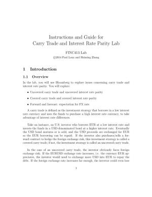 Instructions and Guide for Carry Trade and Interest Rate Parity Lab