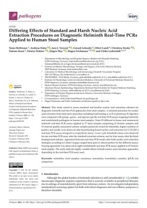 Differing Effects of Standard and Harsh Nucleic Acid Extraction Procedures on Diagnostic Helminth Real-Time Pcrs Applied to Human Stool Samples