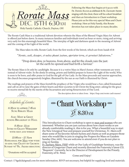 Rorate Mass and Then an Introduction to Chant Workshop