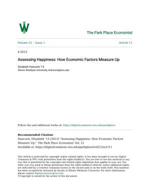 Assessing Happiness: How Economic Factors Measure Up
