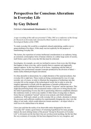 Perspectives for Conscious Alterations in Everyday Life by Guy Debord