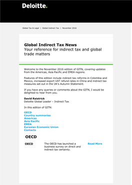 Global Indirect Tax News- November 2016