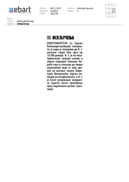 08.11.2013 Novina: Večernje Novosti Rubrika