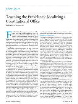 Teaching the Presidency: Idealizing a Constitutional Office