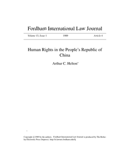 Human Rights in the People's Republic of China