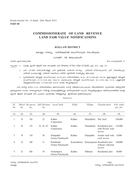 Commissionerate of Land Revenue Land Fair Value Notifications