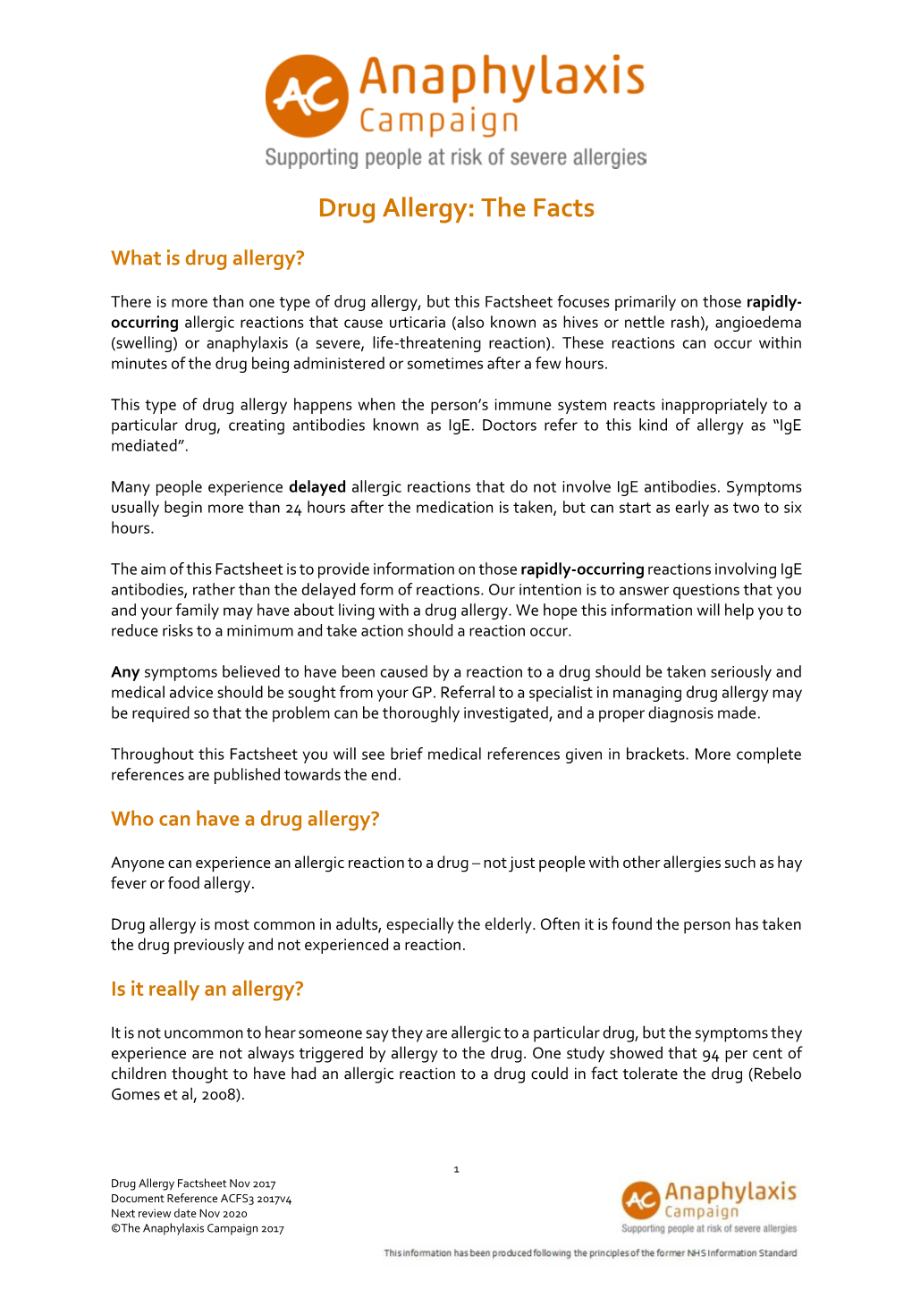 Drug Allergy: the Facts