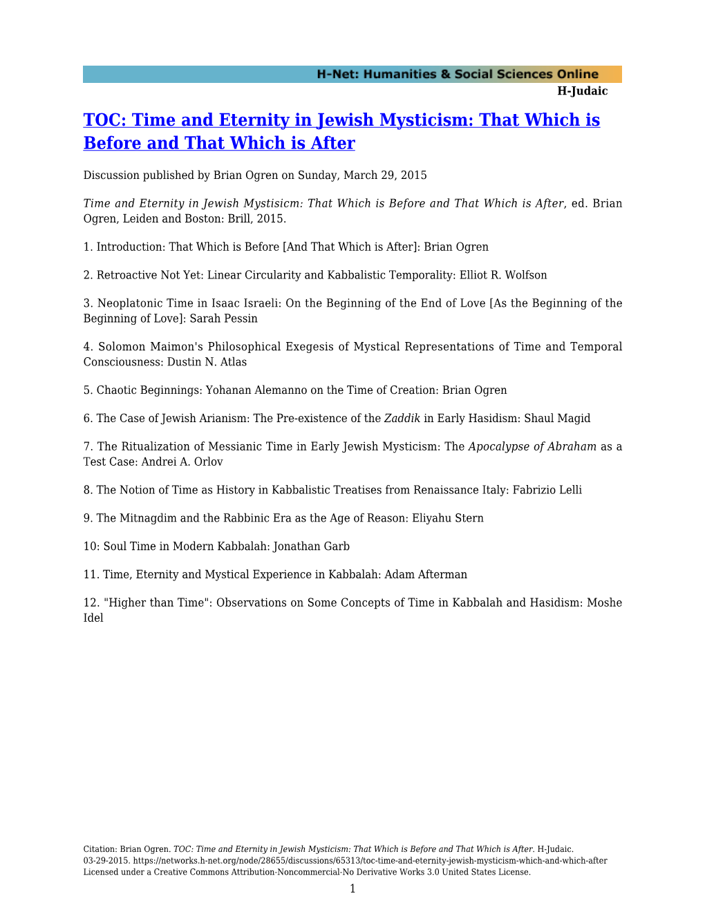 Time and Eternity in Jewish Mysticism: That Which Is Before and That Which Is After