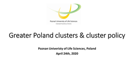 Greater Poland Clusters & Cluster Policy
