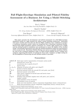 Full Flight-Envelope Simulation and Piloted Fidelity Assessment of a Business Jet Using a Model Stitching Architecture
