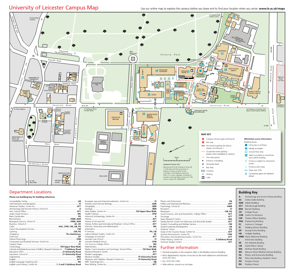 University of Leicester Campus Map Use Our Online Map to Explore the ...
