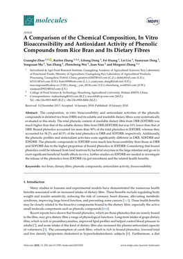 A Comparison of the Chemical Composition, in Vitro Bioaccessibility and Antioxidant Activity of Phenolic Compounds from Rice Bran and Its Dietary Fibres