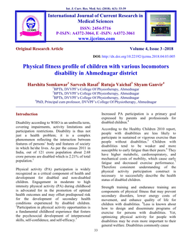 Physical Fitness Profile of Children with Various Locomotors Disability in Ahmednagar District