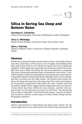 Silica in Bering Sea Deep and Bottom Water
