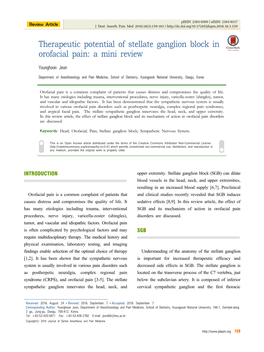 Therapeutic Potential of Stellate Ganglion Block in Orofacial Pain: a Mini Review