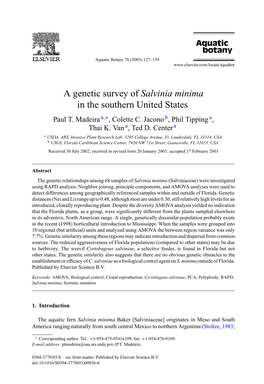 A Genetic Survey of Salvinia Minima in the Southern United States Paul T