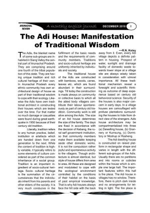 The Adi House: Manifestation of Traditional Wisdom ~~R.N