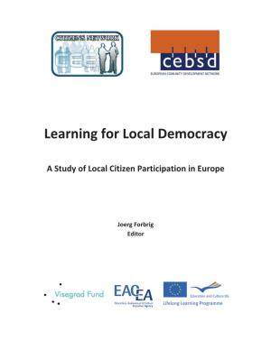 Citizen Participation and Local Democracy in Europe Joerg Forbrig 5