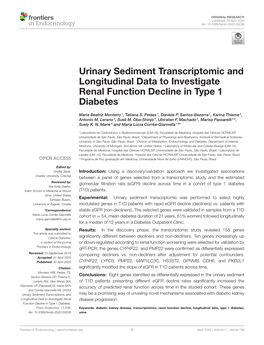Urinary Sediment Transcriptomic and Longitudinal Data to Investigate Renal Function Decline in Type 1 Diabetes