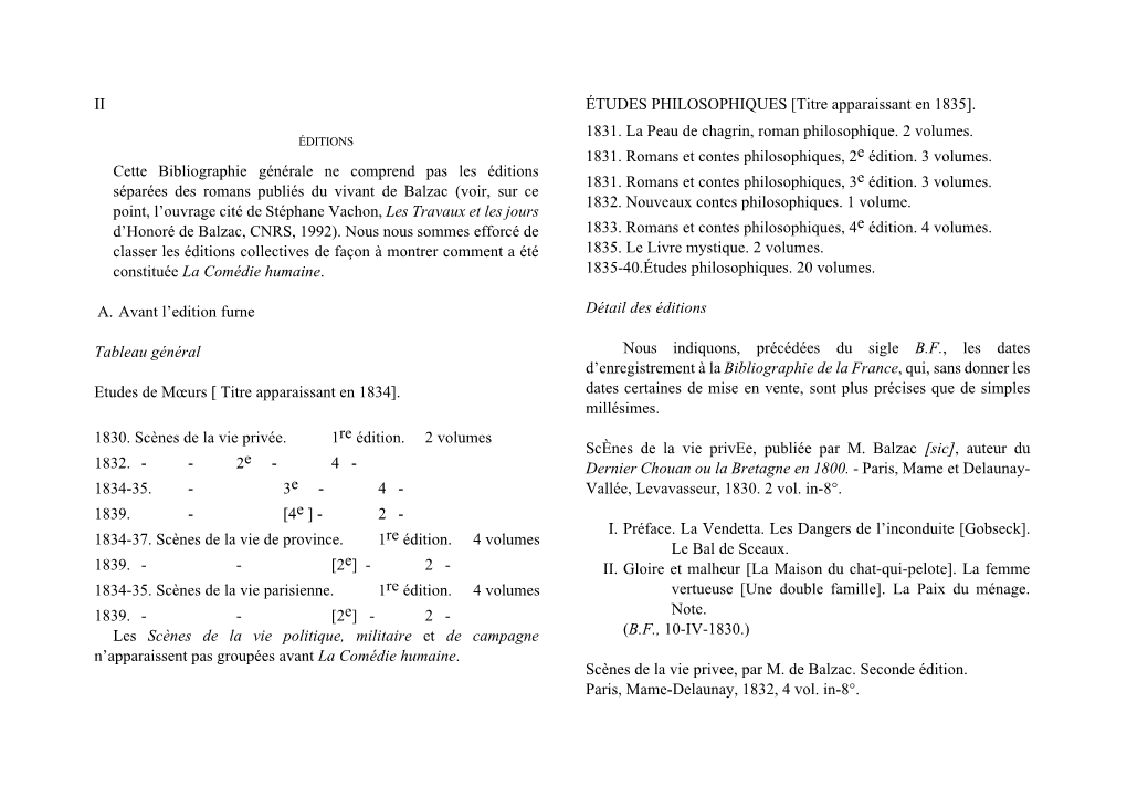 II Cette Bibliographie Générale Ne Comprend Pas Les Éditions