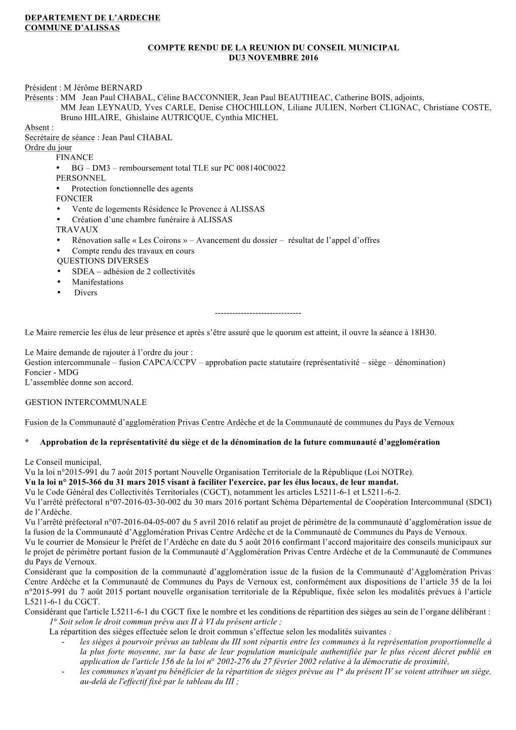 Departement De L'ardeche Commune D'alissas Compte