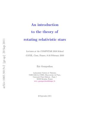 An Introduction to the Theory of Rotating Relativistic Stars