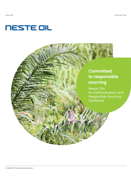 No-Deforestation and Responsible Sourcing Guidelines for Renewable Feedstock