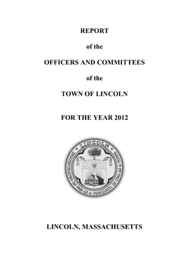 REPORT of the OFFICERS and COMMITTEES of the TOWN OF