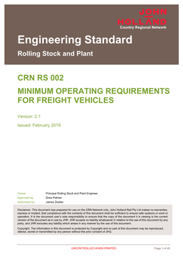 Minimum Operating Requirements for Freight Vehicles