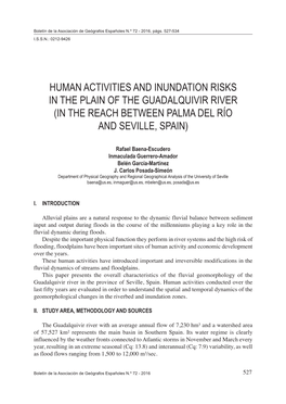 Human Activities and Inundation Risks in the Plain of the Guadalquivir River (In the Reach Between Palma Del Río and Seville, Spain)