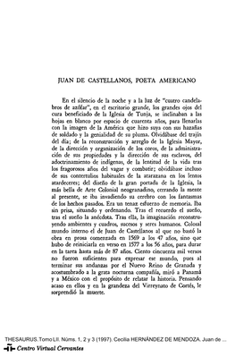 Juan De Castellanos, Poeta Americano