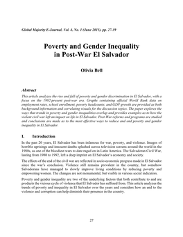Poverty and Gender Inequality in Post-War El Salvador