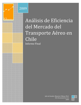 Análisis De Eficiencia Del Mercado Del Transporte Aéreo En Chile Informe Final