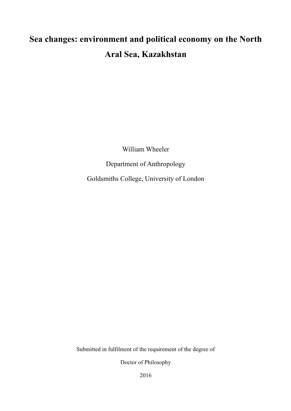 Environment and Political Economy on the North Aral Sea, Kazakhstan