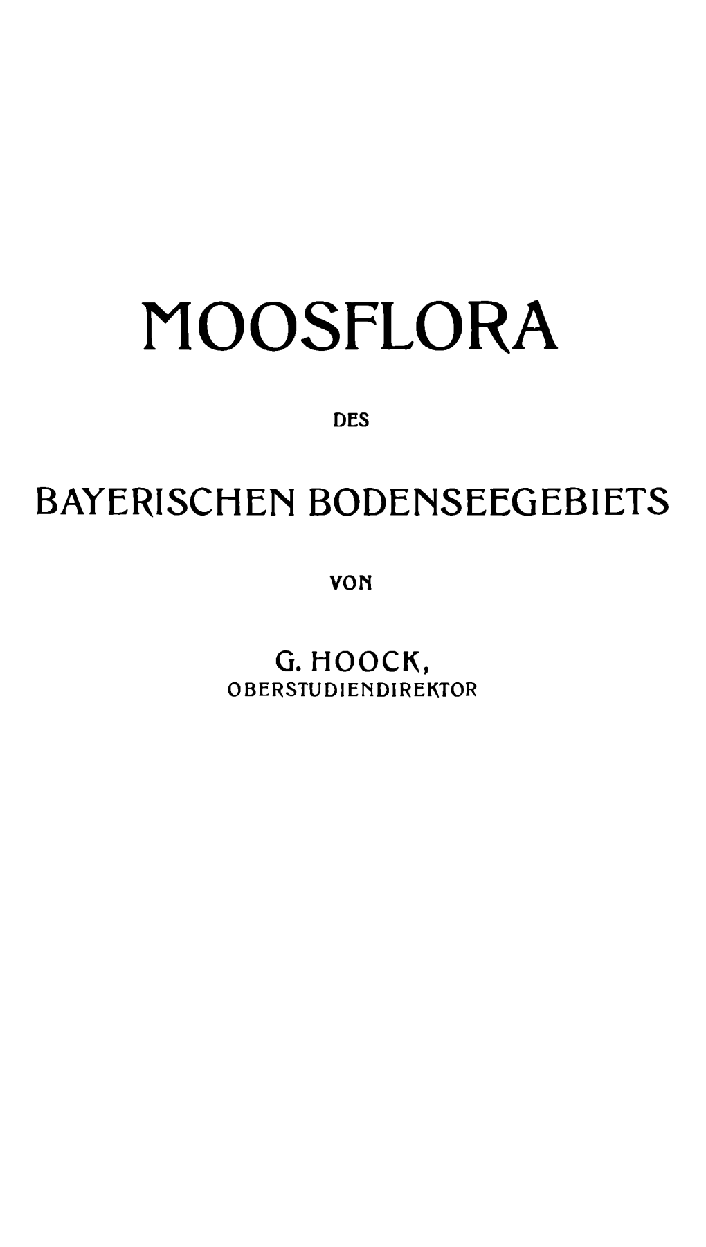 Moosflora Des Bayerischen Bodenseegebietsgeorg