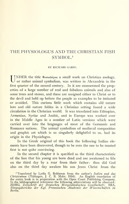 The Physiologus and the Christian Fish Symbol. 407