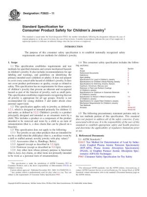 Consumer Product Safety for Children's Jewelry1