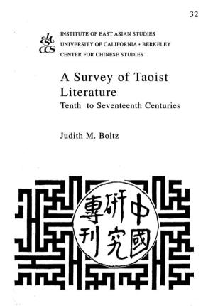A Survey of Taoist Literature : Tenth to Seventeenth Centuries
