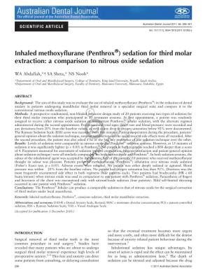 Inhaled Methoxyflurane (Penthrox) Sedation for Third Molar Extraction