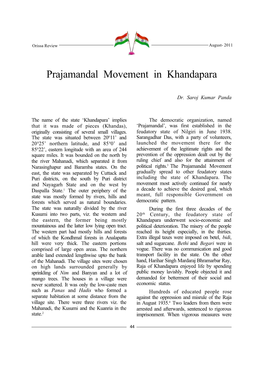 Prajamandal Movement in Khandapara