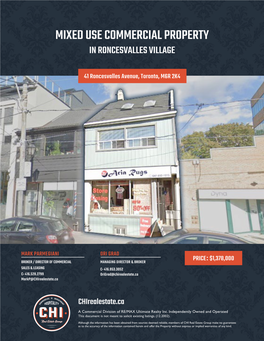 Mixed Use Commercial Property in Roncesvalles Village