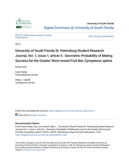 University of South Florida St. Petersburg Student Research Journal, Vol