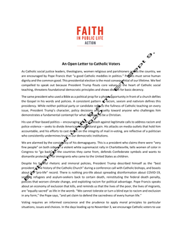 An Open Letter to Catholic Voters
