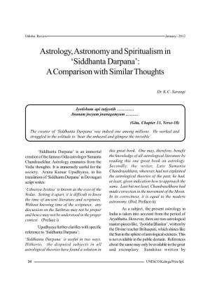 Astrology, Astronomy and Spiritualism in 'Siddhanta Darpana'