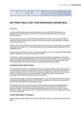 Net Profit Deals: Not Your Traditional Record Deal