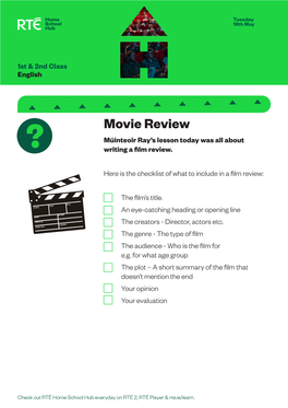 Movie Review Múinteoir Ray’S Lesson Today Was All About Writing a Film Review