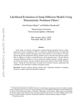 Likelihood Evaluation of Jump-Diffusion Models Using