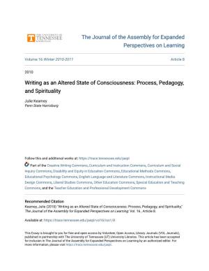 Writing As an Altered State of Consciousness: Process, Pedagogy, and Spirituality