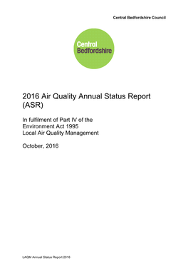 2016 Air Quality Annual Status Report (ASR)