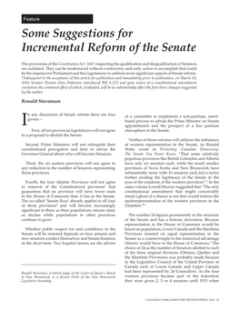 Some Suggestions for Incremental Reform of the Senate